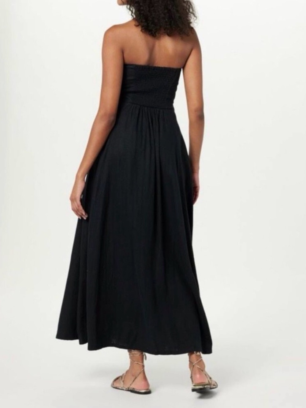 The Drop Womens Carlota Strapless Linen Maxi Dress Size L - Picture 2 of 6